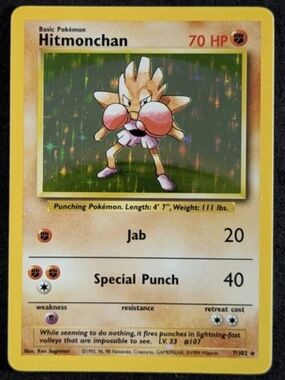 Hitmonchan Holo Base Set Italian Pokémon Card 7/102 Vintage WOTC 1999